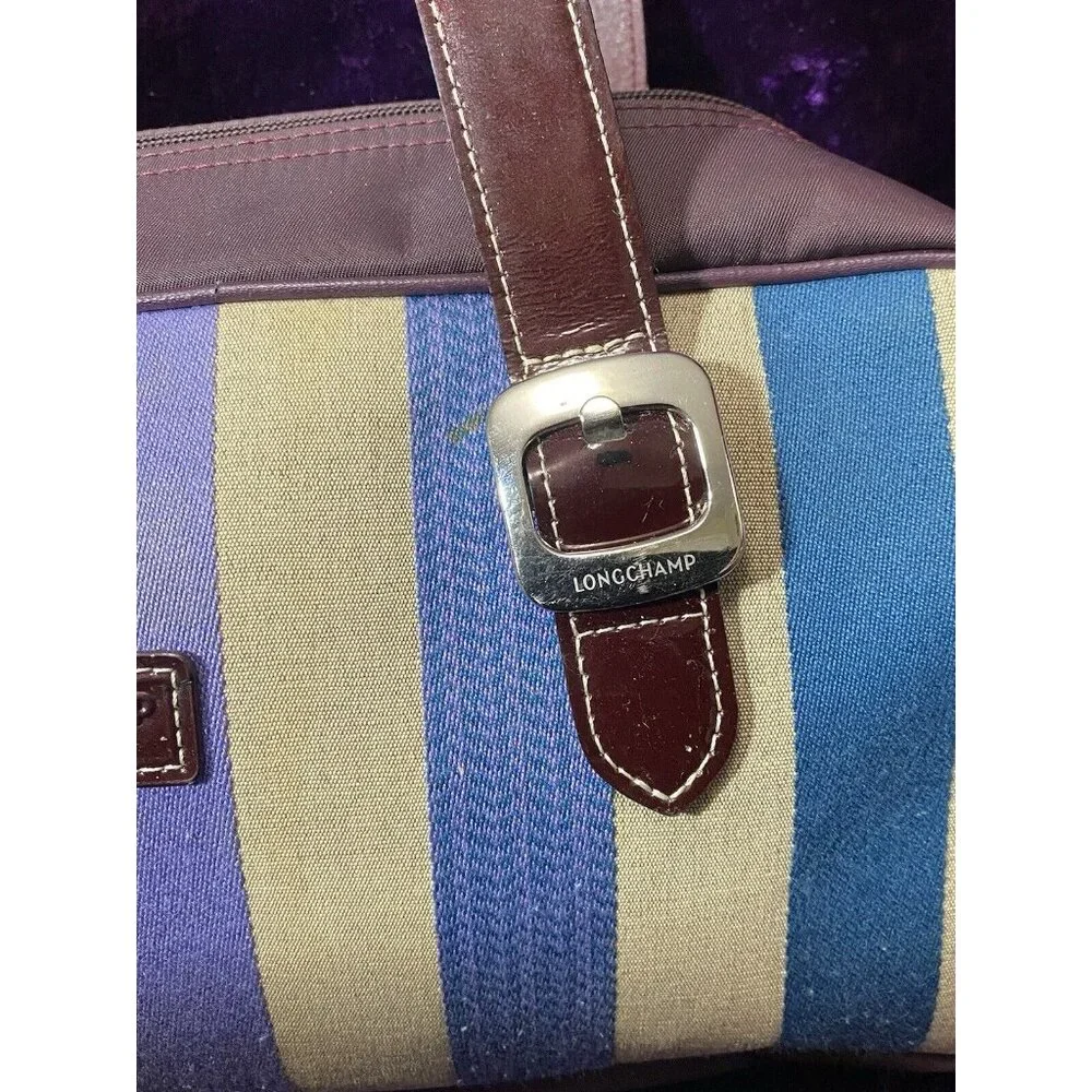 LONGCHAMP Shoulder‎ Bag Pink Red Rainbow Stripe Leather Hobo